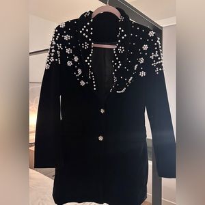 Black velvet blazer dress